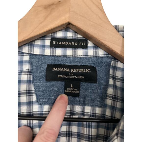 Banana Republic Factory Mens Standard Fit Soft Wash Checked Shirt Size Large - Picture 3 of 6